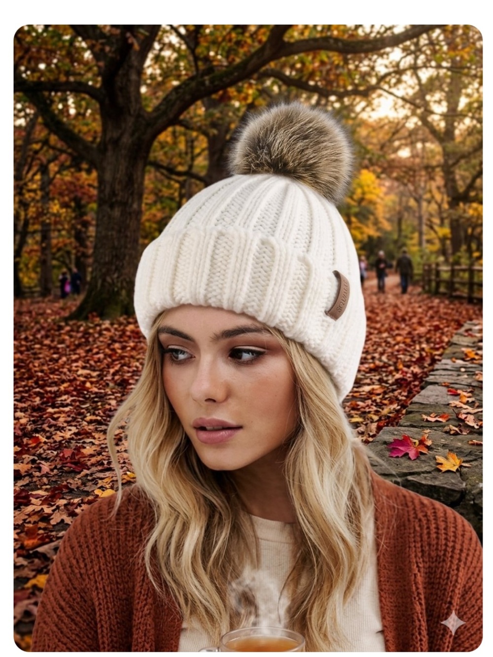 Cozy White Double Knitted Beanie
Detachable Faux Fur Pom Pom Boutique
Winter Hat